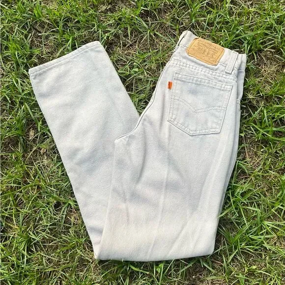 Authentic VTG 80s Gray Levis Orange Tab High Waist Jeans Size 14 Juniors/Youth - Picture 4 of 12